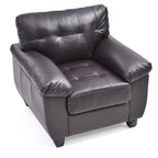 Faux Leather Accent Chair with Tufted Back and Pocket Coil Seat – 36W x 33D x 35H in