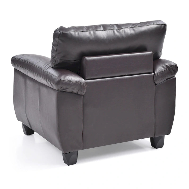 Faux Leather Accent Chair with Tufted Back and Pocket Coil Seat – 36W x 33D x 35H in