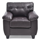 Faux Leather Accent Chair with Tufted Back and Pocket Coil Seat – 36W x 33D x 35H in