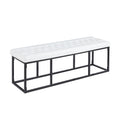 Faux Leather Accent Bench with Metal Frame Base