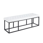 Faux Leather Accent Bench with Metal Frame Base
