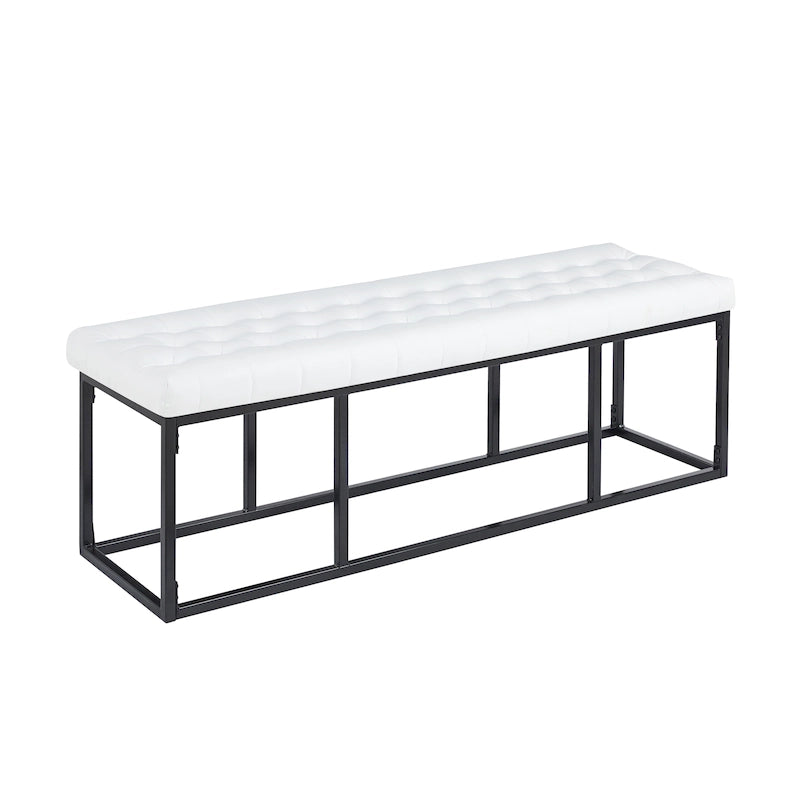 Faux Leather Accent Bench with Metal Frame Base
