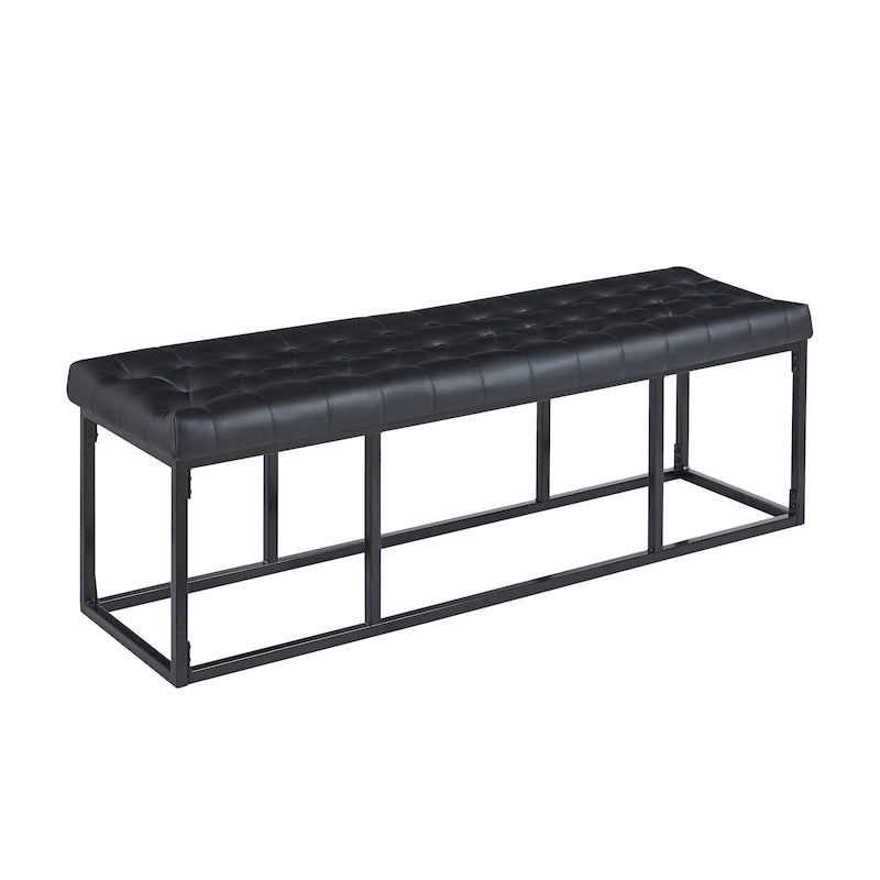 Faux Leather Accent Bench with Metal Frame Base