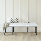 Faux Leather Accent Bench with Metal Frame Base