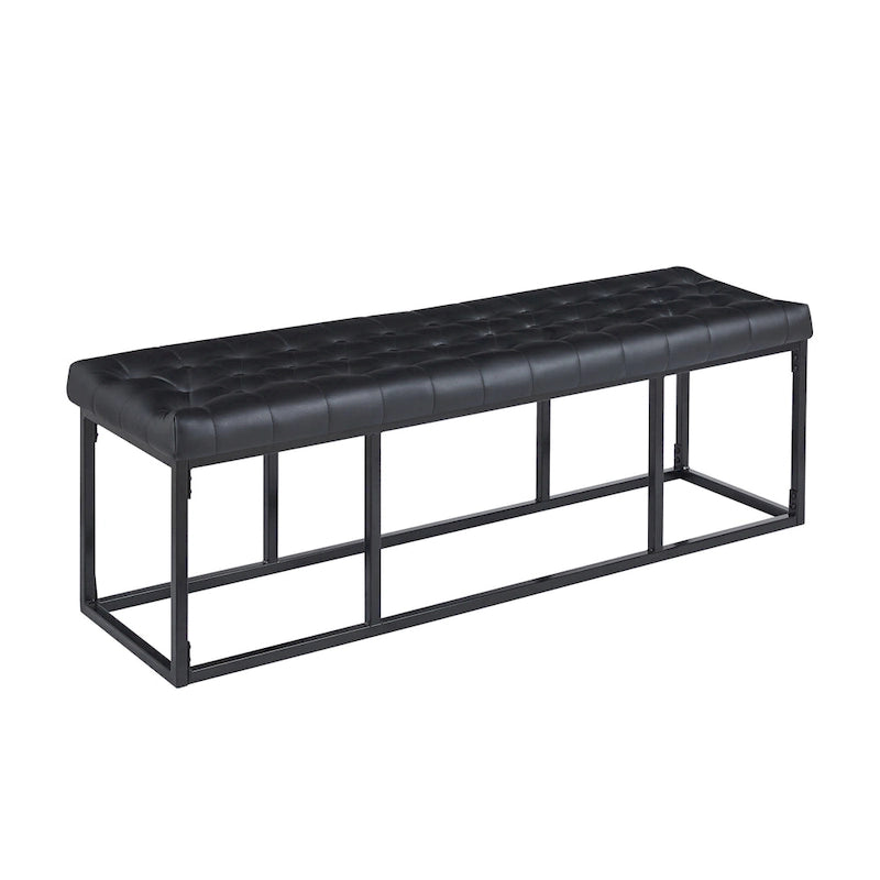 Faux Leather Accent Bench with Metal Frame Base