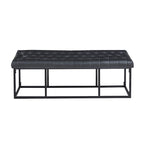 Faux Leather Accent Bench with Metal Frame Base