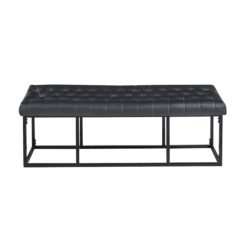 Faux Leather Accent Bench with Metal Frame Base