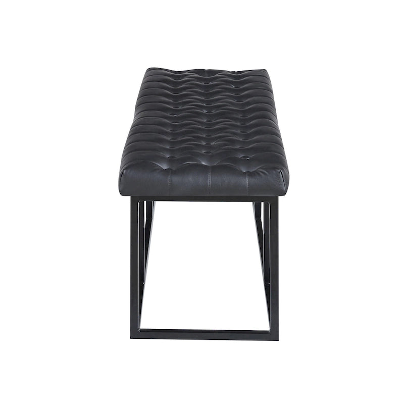 Faux Leather Accent Bench with Metal Frame Base