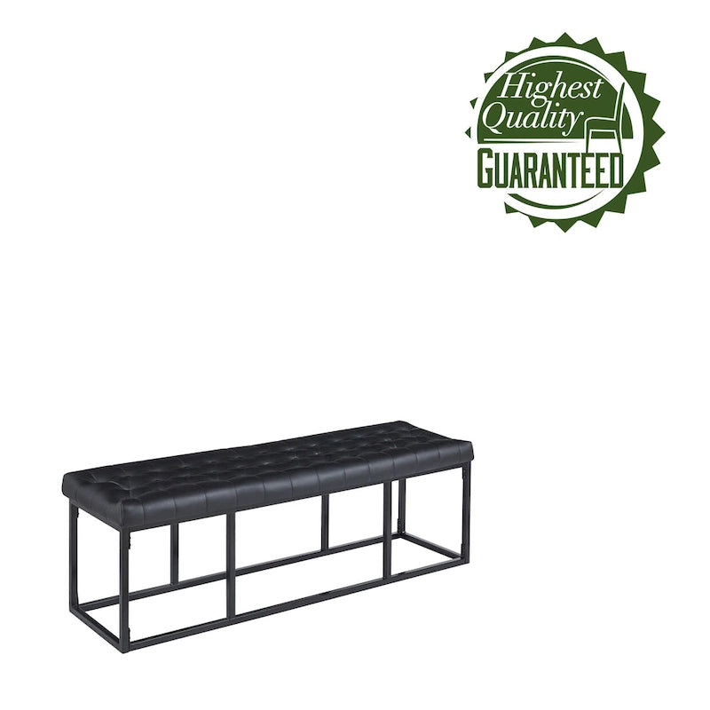 Faux Leather Accent Bench with Metal Frame Base