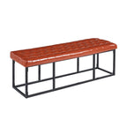 Faux Leather Accent Bench with Metal Frame Base