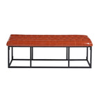 Faux Leather Accent Bench with Metal Frame Base