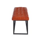 Faux Leather Accent Bench with Metal Frame Base
