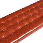 Faux Leather Accent Bench with Metal Frame Base