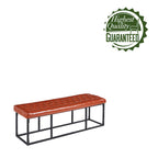 Faux Leather Accent Bench with Metal Frame Base