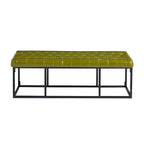 Faux Leather Accent Bench with Metal Frame Base