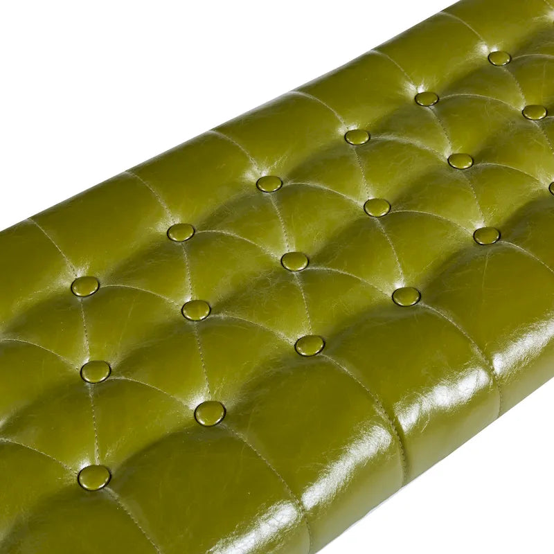 Faux Leather Accent Bench with Metal Frame Base