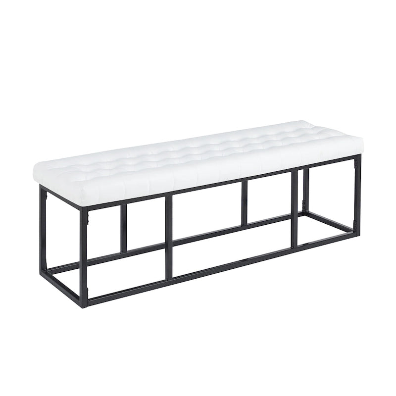 Faux Leather Accent Bench with Metal Frame Base