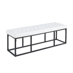 Faux Leather Accent Bench with Metal Frame Base