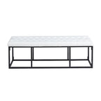 Faux Leather Accent Bench with Metal Frame Base