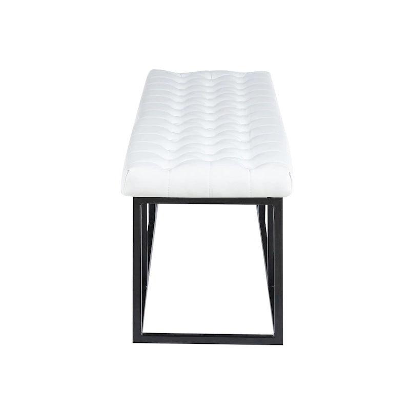 Faux Leather Accent Bench with Metal Frame Base