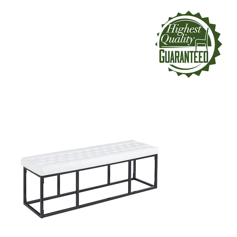 Faux Leather Accent Bench with Metal Frame Base