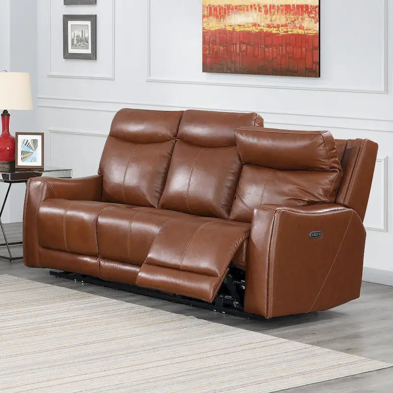  Newport Power Top Grain Leather Reclining Sofa