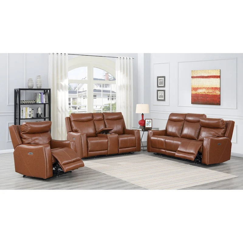 Newport Power Top Grain Leather Reclining Sofa