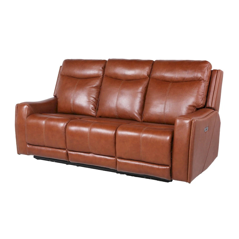 Newport Power Top Grain Leather Reclining Sofa