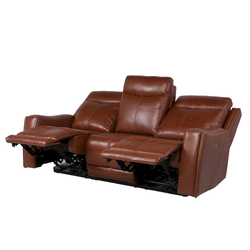 Newport Power Top Grain Leather Reclining Sofa