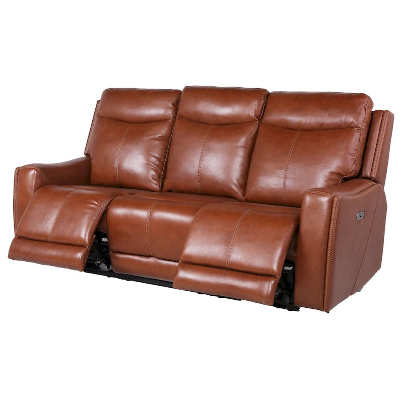 Newport Power Top Grain Leather Reclining Sofa
