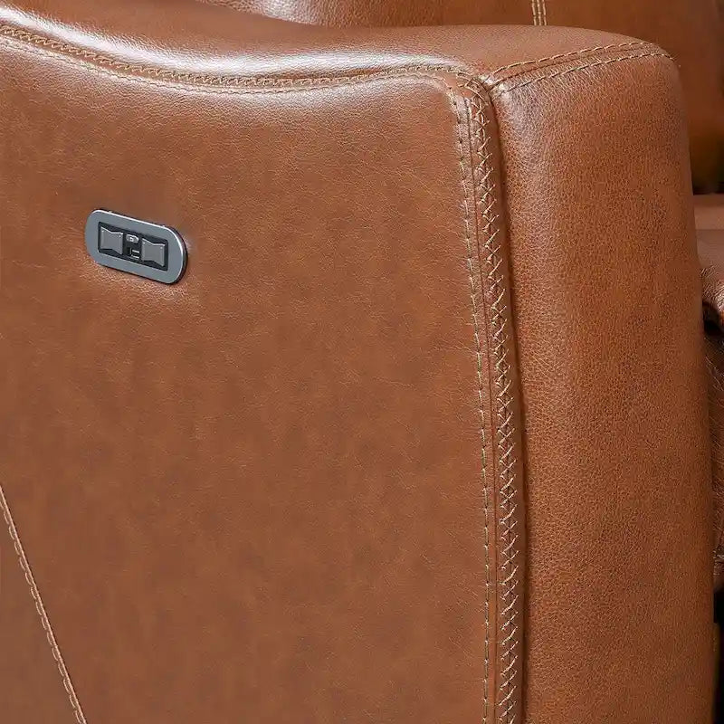 Newport Power Top Grain Leather Reclining Sofa