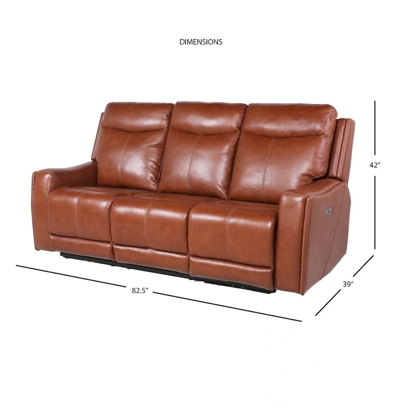Newport Power Top Grain Leather Reclining Sofa