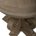 Round Pedestal End Table with Scrolled Base – 2 Finish Options