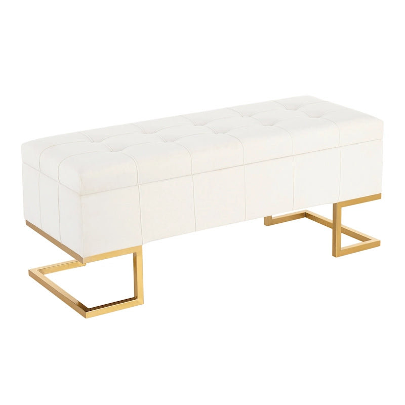 Velvet Storage Bench with Flip-Top Lid