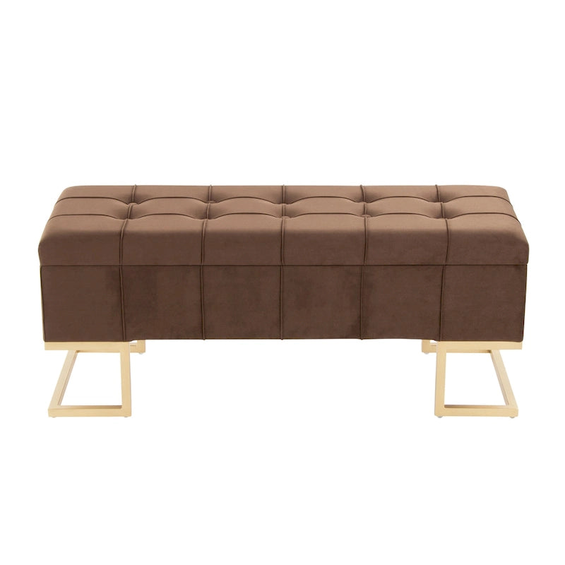 Velvet Storage Bench with Flip-Top Lid
