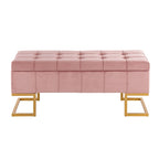 Velvet Storage Bench with Flip-Top Lid