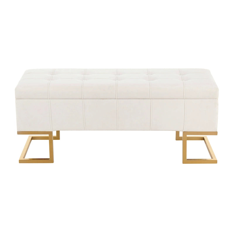 Velvet Storage Bench with Flip-Top Lid