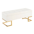 Velvet Storage Bench with Flip-Top Lid