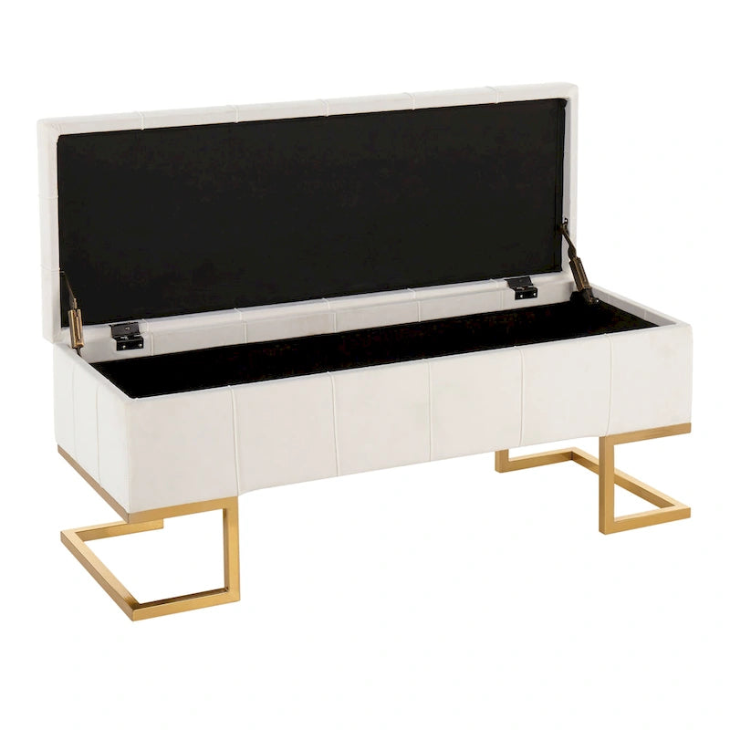 Velvet Storage Bench with Flip-Top Lid