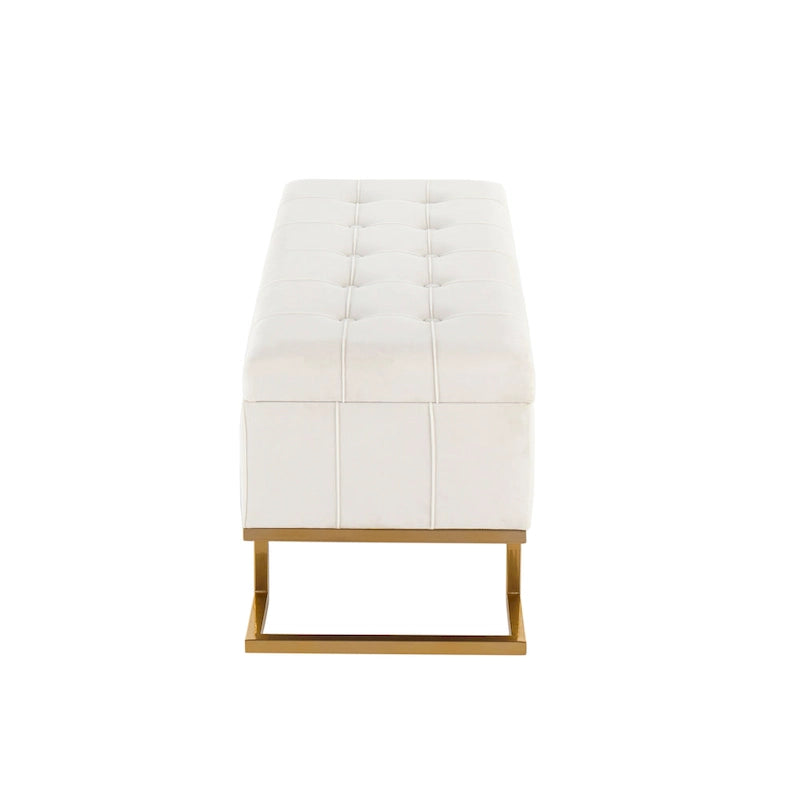 Velvet Storage Bench with Flip-Top Lid