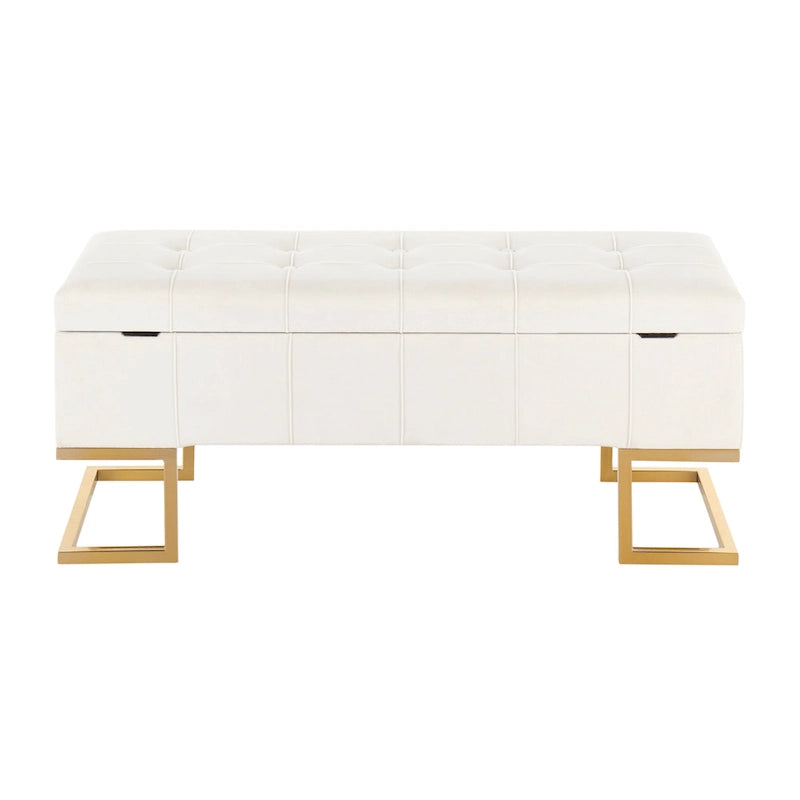 Velvet Storage Bench with Flip-Top Lid