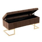 Velvet Storage Bench with Flip-Top Lid