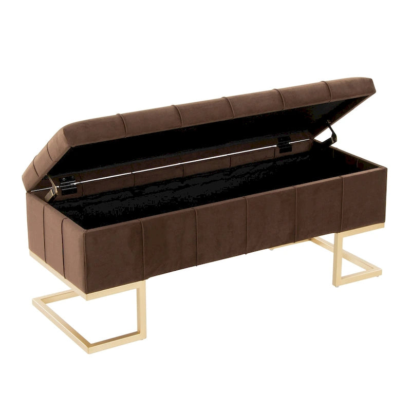 Velvet Storage Bench with Flip-Top Lid