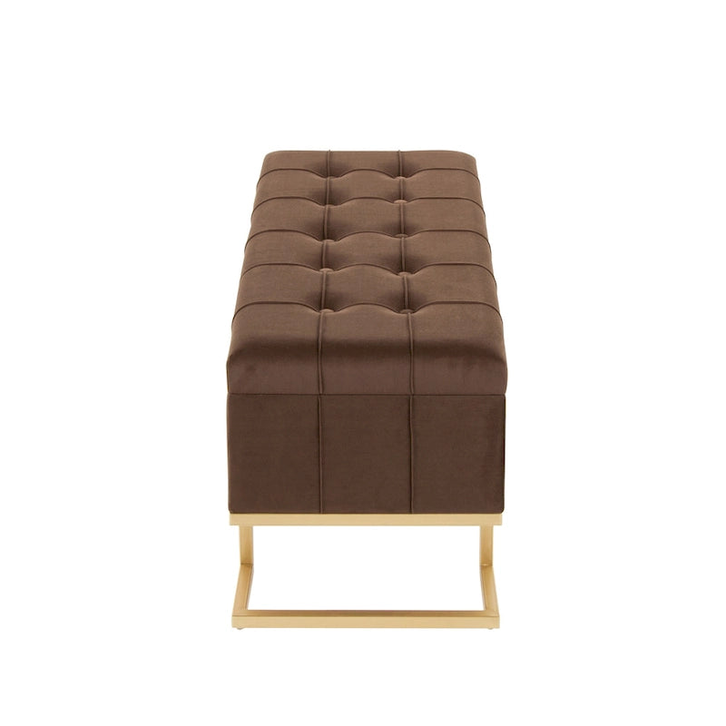 Velvet Storage Bench with Flip-Top Lid