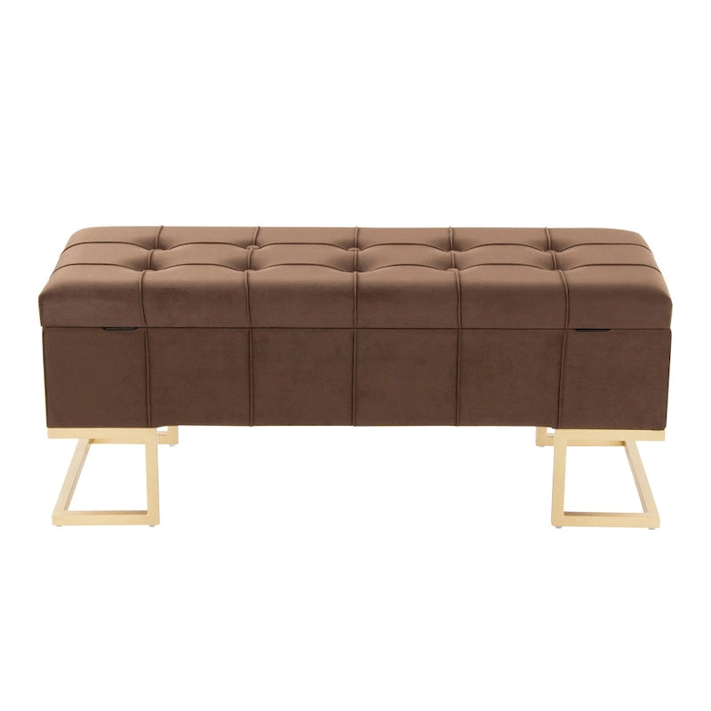 Velvet Storage Bench with Flip-Top Lid
