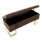 Velvet Storage Bench with Flip-Top Lid