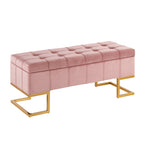 Velvet Storage Bench with Flip-Top Lid