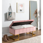 Velvet Storage Bench with Flip-Top Lid