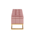 Velvet Storage Bench with Flip-Top Lid