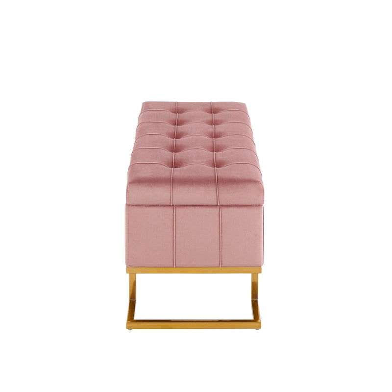 Velvet Storage Bench with Flip-Top Lid